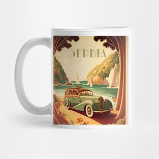 Serbia Vintage Travel Art Poster Mug